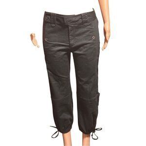 Pulp Black women's mid-rise casual cargo cropped trousers L